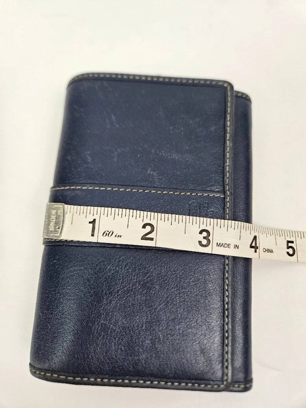 Coach Hamilton Compact Clutch Navy Blue Leather Bifold Snap Wallet